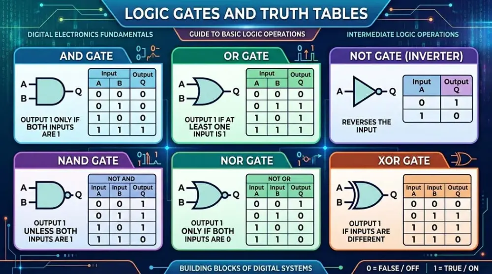 Logic Gates & Truth Tables: Types, Symbols, and Examples