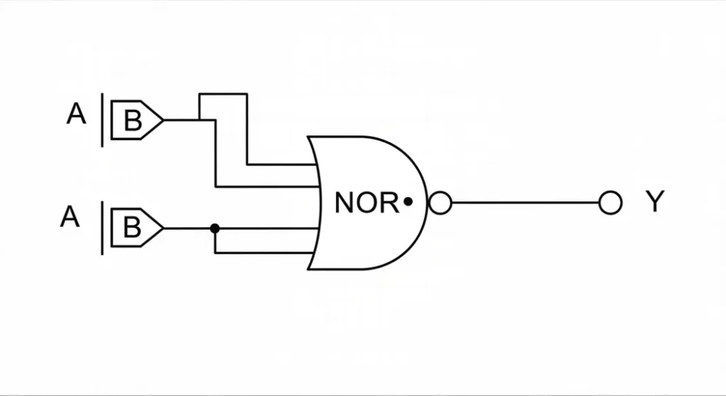 NOR gate symbol and NOR gate truth table