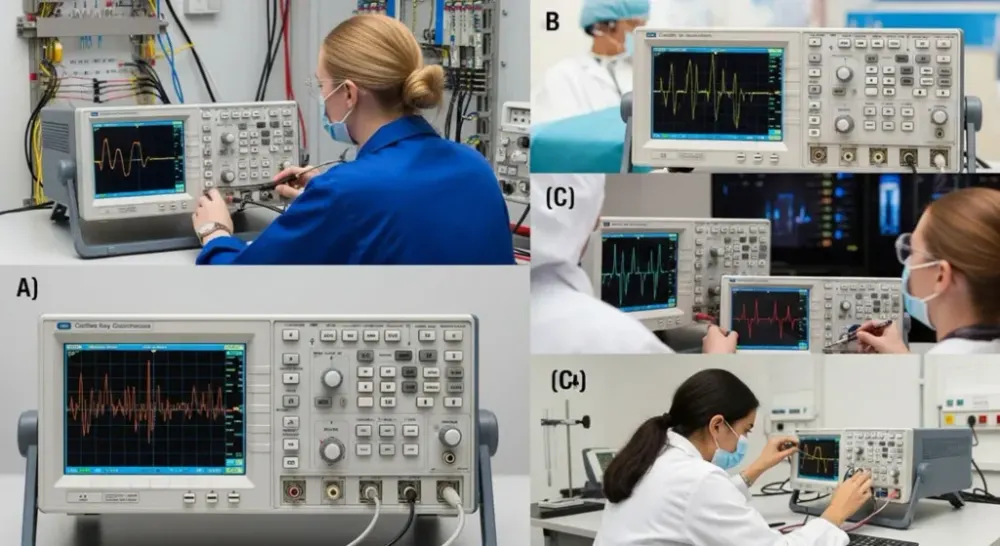 Applications of a cathode ray oscilloscope CRO electronics lab, audio engineering, medical