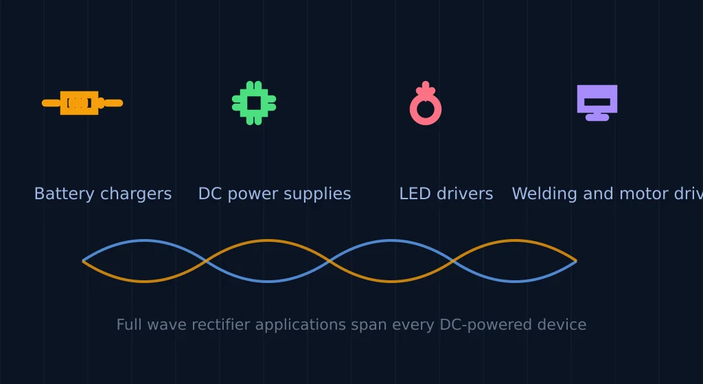 Rectifier Properties in Electronics applications in DC power supplies, battery chargers, a