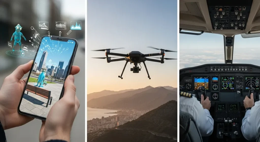 Gyroscope sensor applications in smartphones, drones, VR headsets, and aircraft navigation