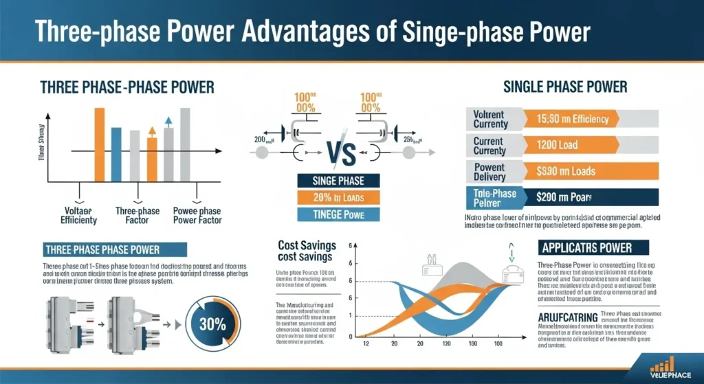 Advantages of three phase power over single phase efficiency comparison, torque ripple red