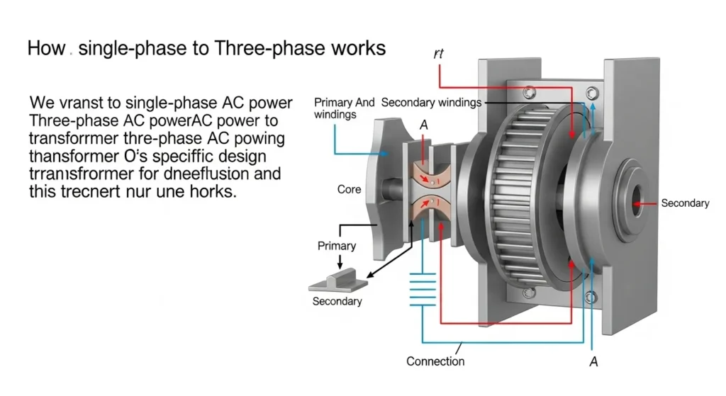 How a single phase to three phase transformer works diagram showing rectification inversio