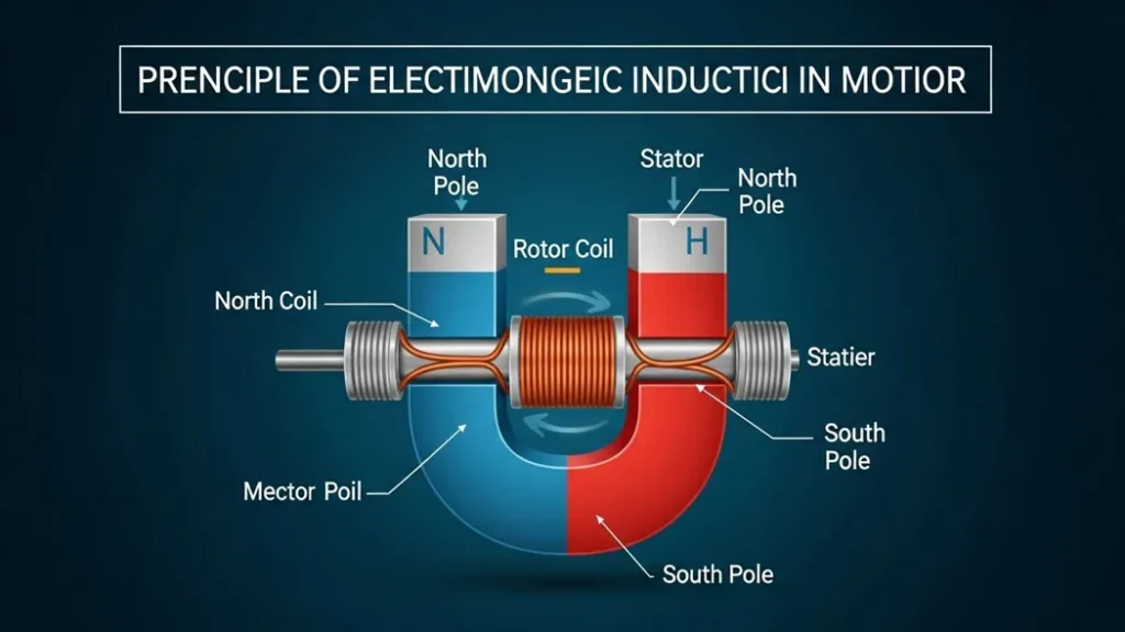 How the Motor Works Electromagnetic Induction in Motion: rotating magnetic field, rotor ba