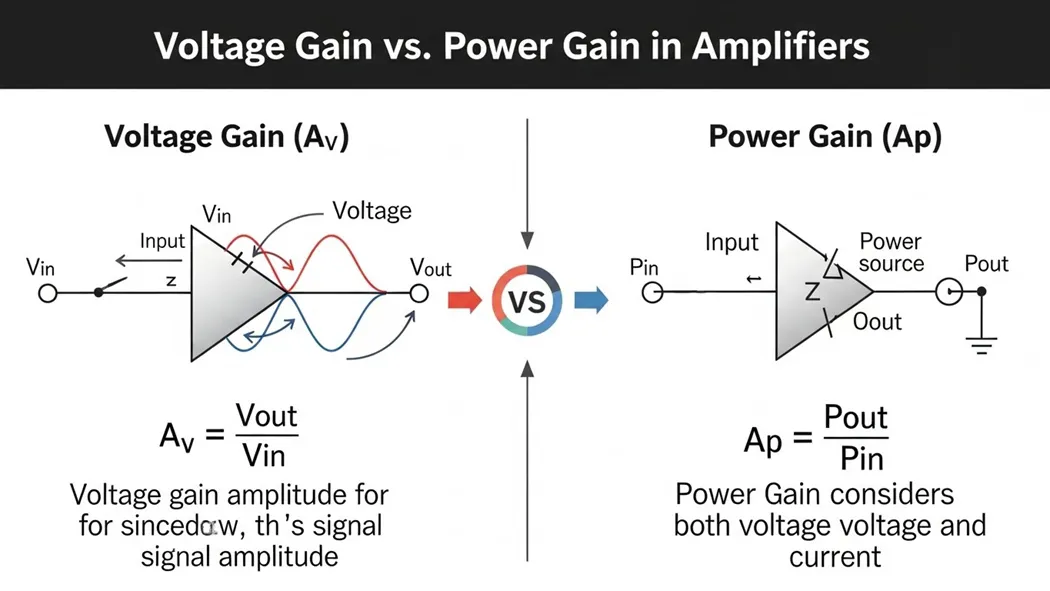 Guide to Understand Voltage Gain vs. Power Gain in Amplifiers